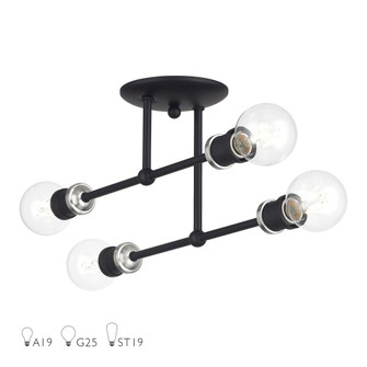 4 Light Black Large Semi-Flush with Brushed Nickel Accents (108|47176-04)