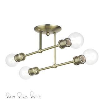 4 Light Antique Brass Large Semi-Flush (108|47176-01)