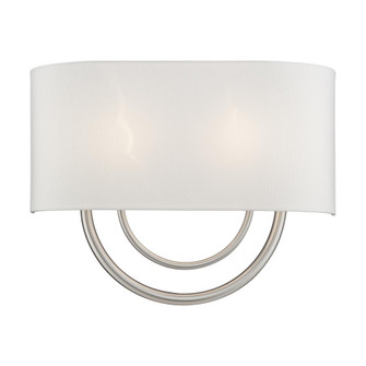 2 Light Brushed Nickel Large ADA Sconce with Hand Crafted Off-White Fabric Shade (108|42893-91)