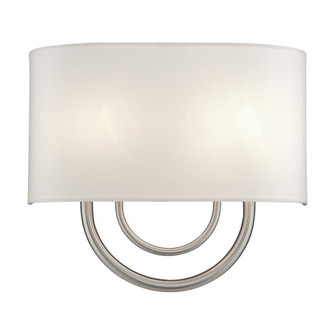 2 Light Brushed Nickel ADA Sconce with Hand Crafted Off-White Fabric Shade (108|42892-91)