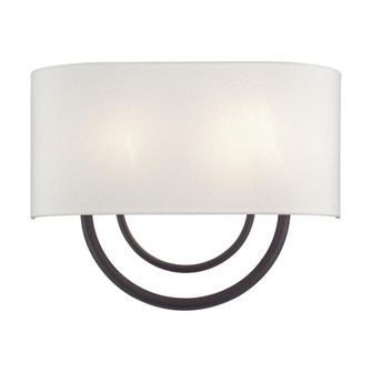 2 Light Bronze Large ADA Sconce with Hand Crafted Off-White Fabric Shade (108|42893-07)