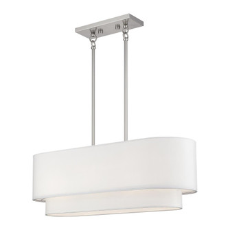 3 Light Brushed Nickel Medium Linear Chandelier with Hand Crafted Off-White Hardback Shades (108|41085-91)