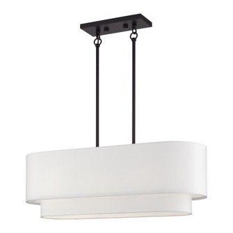 3 Light Bronze Medium Linear Chandelier with Hand Crafted Off-White Hardback Shades (108|41085-07)