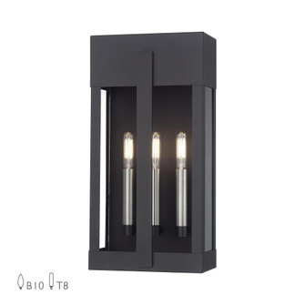 2 Light Black Large Outdoor Wall Lantern with Brushed Nickel Candles and Clear Glass (108|28963-04)