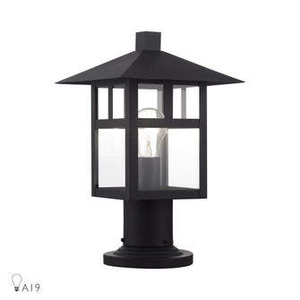 1 Light Textured Black Large Outdoor Post Top Lantern with Clear Glass (108|21325-14)