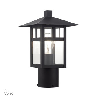 1 Light Textured Black Medium Outdoor Post Top Lantern with Clear Glass (108|21324-14)