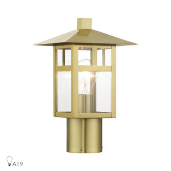1 Light Satin Gold Medium Outdoor Post Top Lantern with Clear Glass (108|21324-32)