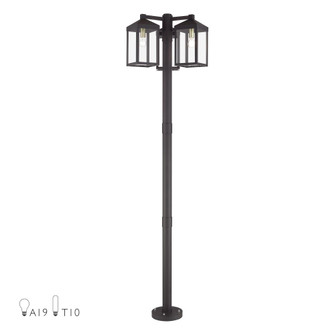 Multi Head Bronze Outdoor Post Light with Antique Brass Accents and Clear Glass (108|20597-07)