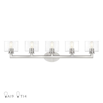 5 Light Brushed Nickel. Extra Large Vanity Sconce with Mouth Blown Clear Glass (108|17915-91)