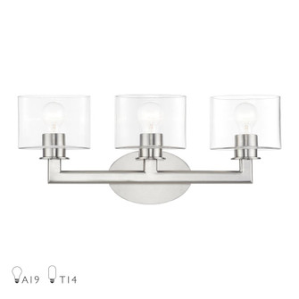 3 Light Brushed Nickel Vanity Sconce with Mouth Blown Clear Glass (108|17913-91)