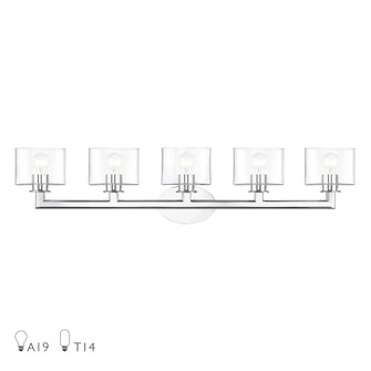 5 Light Polished Chrome Extra Large Vanity Sconce with Mouth Blown Clear Glass (108|17915-05)