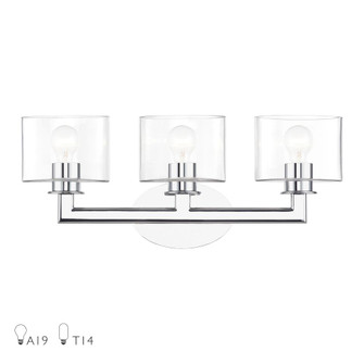 3 Light Polished Chrome Vanity Sconce with Mouth Blown Clear Glass (108|17913-05)