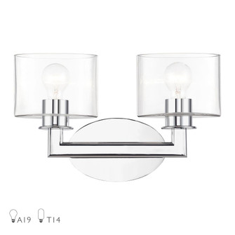 2 Light Polished Chrome Vanity Sconce with Mouth Blown Clear Glass (108|17912-05)