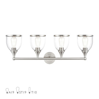 4 Light Brushed Nickel Large Vanity Sconce with Mouth Blown Clear Glass (108|14134-91)