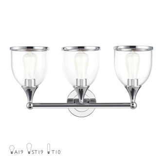 3 Light Polished Chrome Vanity Sconce with Mouth Blown Clear Glass (108|14133-05)