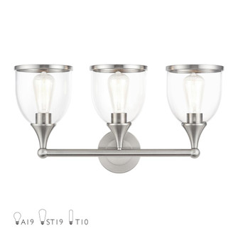 3 Light Brushed Nickel Vanity Sconce with Mouth Blown Clear Glass (108|14133-91)