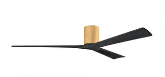 Irene-3H - Three Blade Flush Mount Paddle Fan - 72'' - Light Maple Tone Finish - Matte Black Blad (230|IR3H-LM-BK-72)