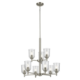 Shailene 26.5'' 9-Light 2-Tier Chandelier with Clear Glass in Brushed Nickel (10687|43672NICLR)