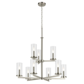 Crosby 32.5'' 9-Light 2-Tier Chandelier with Clear Glass in Brushed Nickel (10687|44014NI)