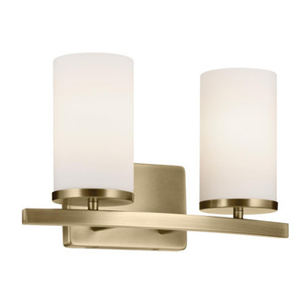 Crosby 15.25'' 2-Light Vanity Light with Satin Etched Cased Opal Glass in Natural Brass (10687|45496NBR)