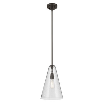 Everly 15.25'' 1-Light Cone Pendant with Clear Seeded Glass in Olde Bronze (10687|42199OZCS)