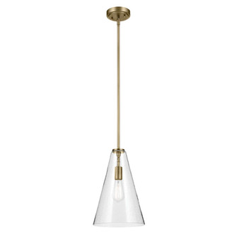 Everly 15.25'' 1-Light Cone Pendant with Clear Seeded Glass in Natural Brass (10687|42199NBRCS)