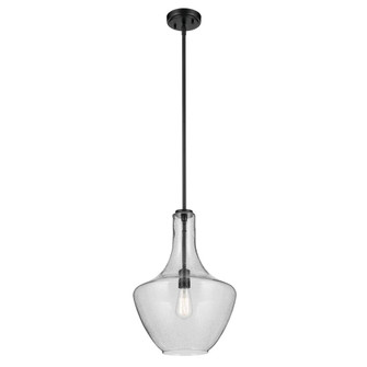 Everly 19.75'' 1-Light Bell Pendant with Clear Seeded Glass in Black (10687|42046BKCS)