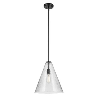 Everly 15.5'' 1-Light Cone Pendant with Clear Seeded Glass in Black (10687|42200BKCS)