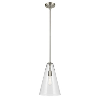 Everly 15.25'' 1-Light Cone Pendant with Clear Glass in Brushed Nickel (10687|42199NI)