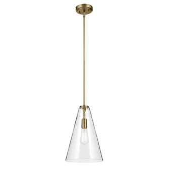 Everly 15.25'' 1-Light Cone Pendant with Clear Glass in Natural Brass (10687|42199NBR)