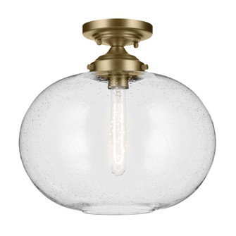 Avery 14.5'' 1-Light Flush Mount with Clear Seeded Glass in Natural Brass (10687|43913NBR)