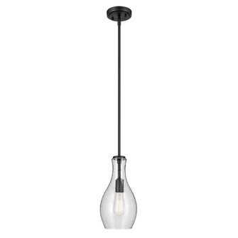 Everly 13.75'' 1-Light Bell Pendant with Clear Seeded Glass in Black (10687|42456BKCS)