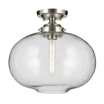 Avery 14.5'' 1-Light Flush Mount with Clear Seeded Glass in Nickel (10687|43913NI)