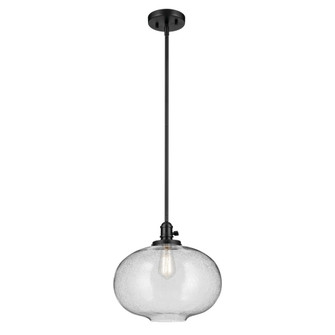 Avery 14'' 1-Light Globe Pendant with Clear Seeded Glass in Black (10687|43911BK)