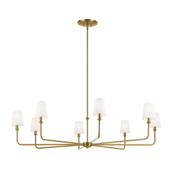 Pallas 52'' XL 8-Light Round Chandelier with White Linen Shade in Brushed Natural Brass (10687|52521BNB)