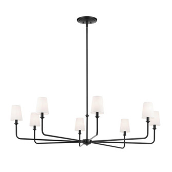 Pallas 52'' XL 8-Light Round Chandelier with White Linen Shade in Black (10687|52521BK)