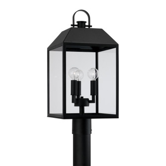 3-Light Outdoor Square Rectangle Post Lantern in Black with Clear Glass (42|953435BK)