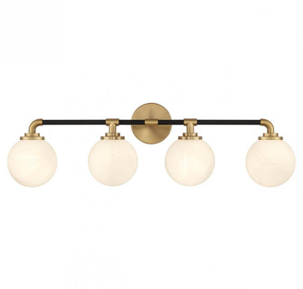 Dresden 4-Light Bathroom Vanity Light in Matte Black with Warm Brass Accents (641|V6-L8-9604-4-143)
