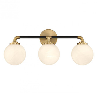 Dresden 3-Light Bathroom Vanity Light in Matte Black with Warm Brass Accents (641|V6-L8-9604-3-143)