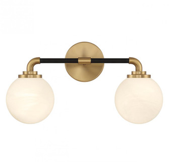 Dresden 2-Light Bathroom Vanity Light in Matte Black with Warm Brass Accents (641|V6-L8-9604-2-143)