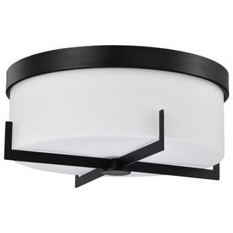 Roselle; 15 Inch Flush Mount; Matte Black with White Glass (81|60/8054)