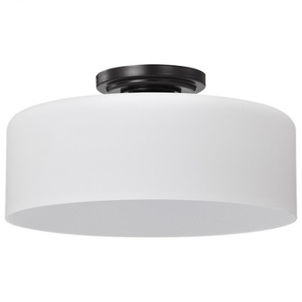 Warren; 13 Inch Semi Flush Mount; Gun Metal with Satin White Glass; Gun Metal Finish (81|60/8035)