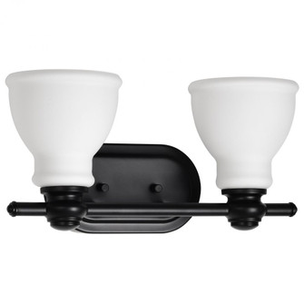 Russel; 2 Light Vanity; Matte Black with Satin White Glass (81|60/8022)