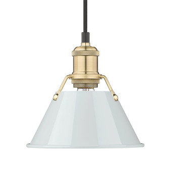 Yep by Golden Lighting Orwell 1-light 8in Pendant in Brushed Champagne Brass and Dusky Blue shade (36|3306-S BCB-DB)