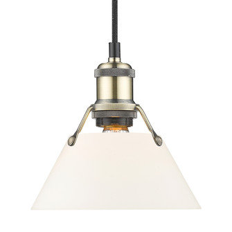 Yep by Golden Lighting Orwell 1-light 8in Pendant in Aged Brass and Opal Glass (36|3306-S AB-OP)