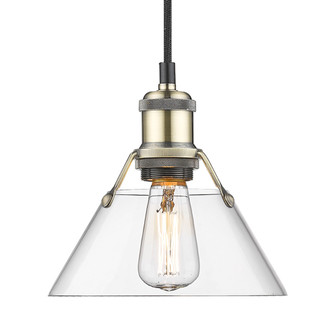 Yep by Golden Lighting Orwell 1-light 8in Pendant in Aged Brass and Clear Glass (36|3306-S AB-CLR)