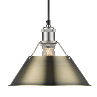 Yep by Golden Lighting Orwell 1-light 10in Pendant in Pewter and Aged Brass shade (36|3306-M PW-AB)