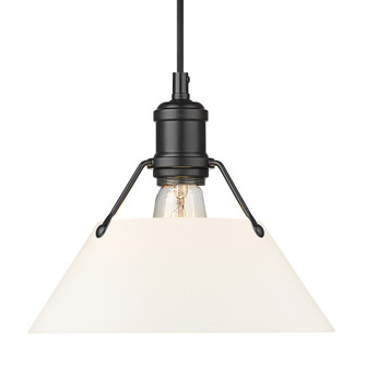 Yep by Golden Lighting Orwell 1-light 10in Pendant in Matte Black and Opal Glass (36|3306-M BLK-OP)