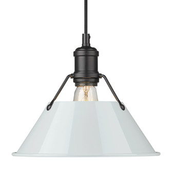 Yep by Golden Lighting Orwell 1-light 10in Pendant in Matte Black and Dusky Blue shade (36|3306-M BLK-DB)
