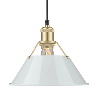 Yep by Golden Lighting Orwell 1-light 10in Pendant in Brushed Champagne Brass and Dusky Blue shade (36|3306-M BCB-DB)